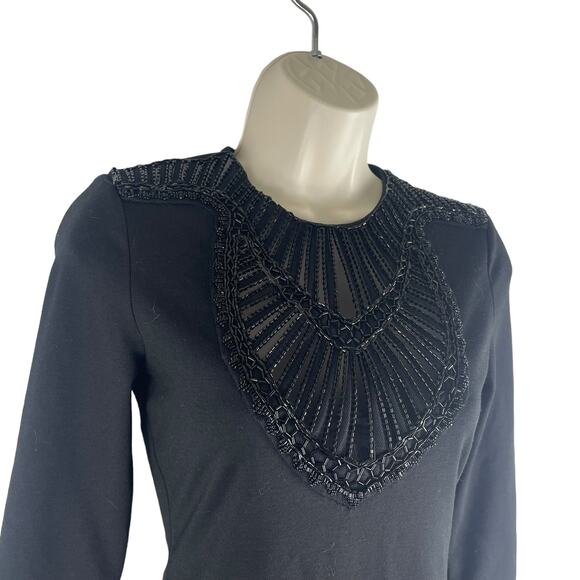 Armani Exchange 3/4 Sleeve Embellished Fitted Mini Dress Black Size XS - Picture 3 of 9